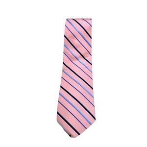 Beau Brummell soho Pink with Navy Stripes Silk Tie 58" x 3.5" EUC